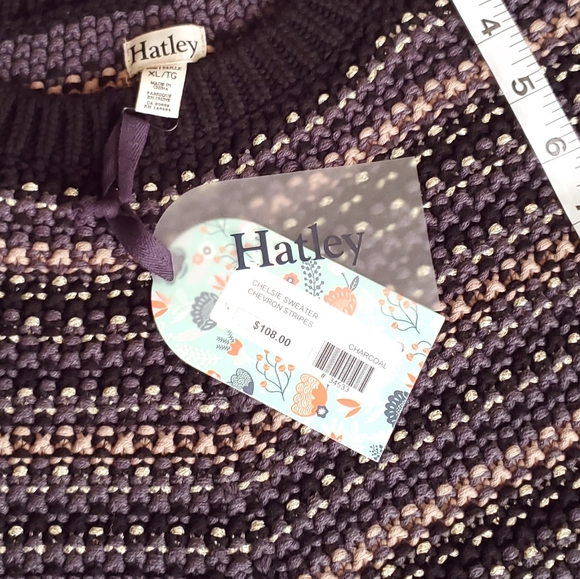 NWT Hatley Chelsie Sweater Charcoal Chevron Blue - Picture 6 of 14